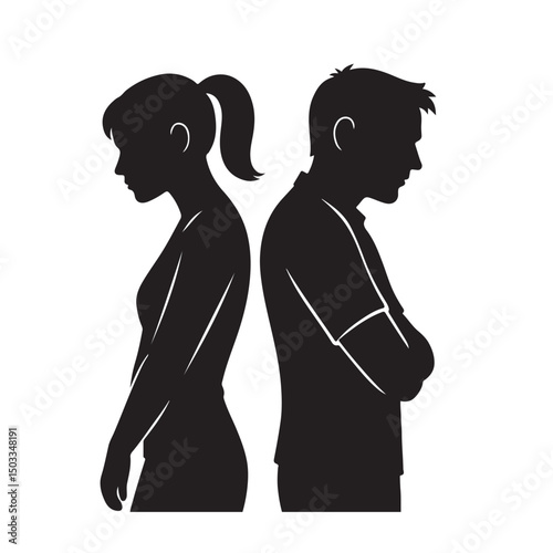 Leaning Man Woman Silhouette