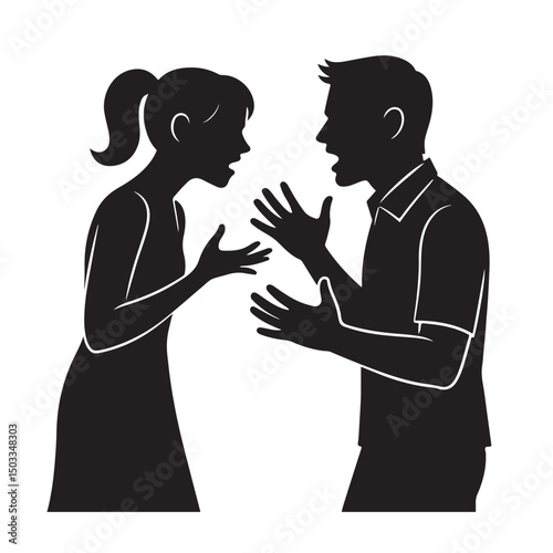 Man Woman Arguing Silhouette