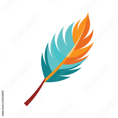 Colorful feather graphic vector on white background