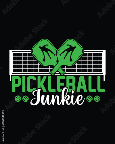 Pickleball Junkie Graphic Design Sports Enthusiast Illustration for Pickleball Lovers and Players