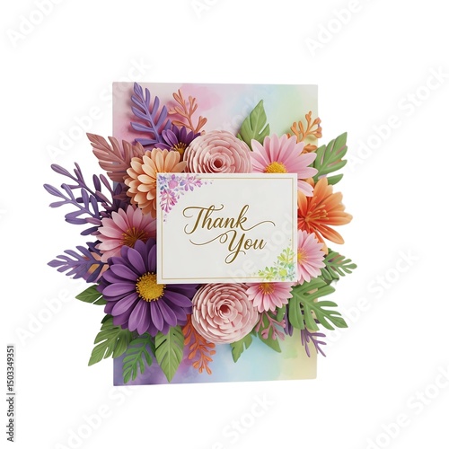 Layered Floral Thank You Card
