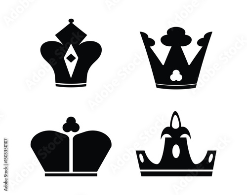 Set Hand drawn crown silhouette