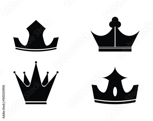 Set Hand drawn crown silhouette