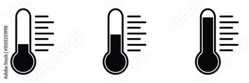 Thermometer icon set. a medical device for measuring temperature flat vector icon for apps and websites