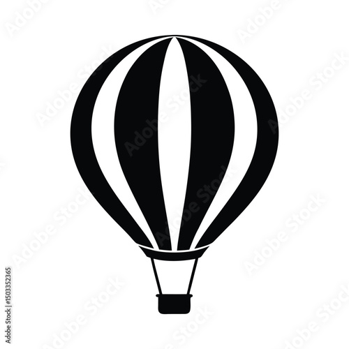 Hot air balloon simple graphic silhouette on white background
