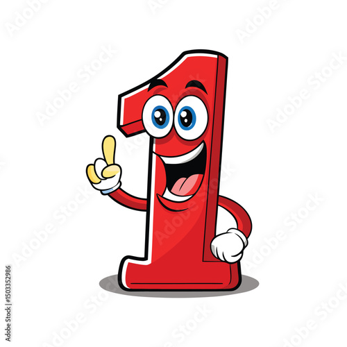 Animated red number one character happily gives advice on a white background