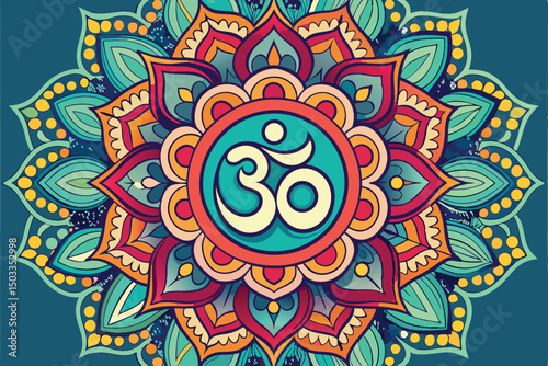 Colorful Mandala Design Featuring Om Symbol