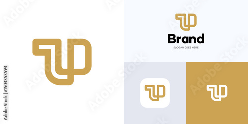 Letter U or P monogram with monoline loop concept, Logo icon design vector illustration element editable, Creative symbol initial UP, PU line art with infinity style for brand identity and business