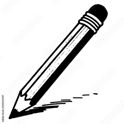 A hand-drawn illustration of a pencil, sketching a line.