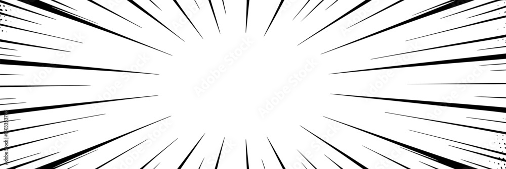 Obraz premium Comic book style radial speed lines background black and white