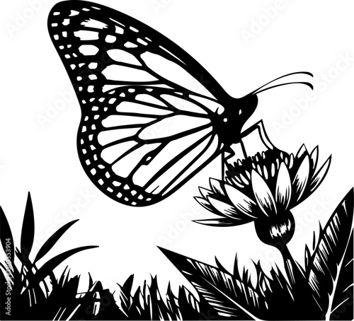 Diverse Black & White Collection: Featuring a flower with a butterfly, various floral patterns, a witch silhouette, frog, fashion illustration, hibiscus, unicorn, spiny lobster, leaf, and roses.