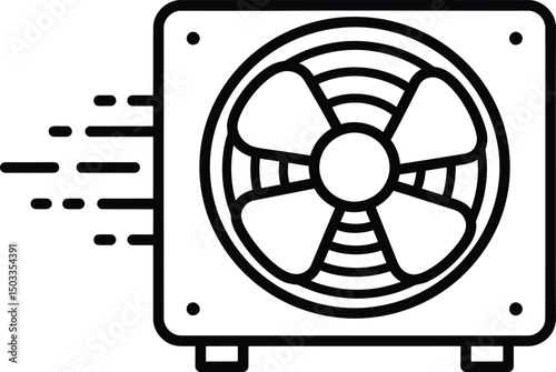 Air Conditioner Icon: A minimalist line art icon of an air conditioner, embodying a sleek design that represents technology and comfort.