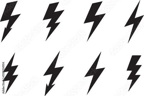 Bolt lightning icon set. Electric icon. Energy sign. Power icon vector collection.