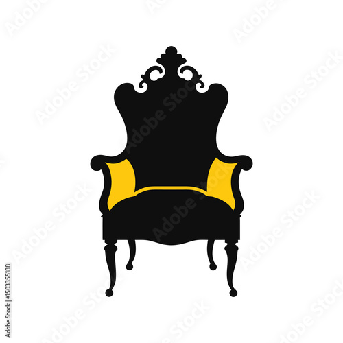 golden luxury armchair isolated
