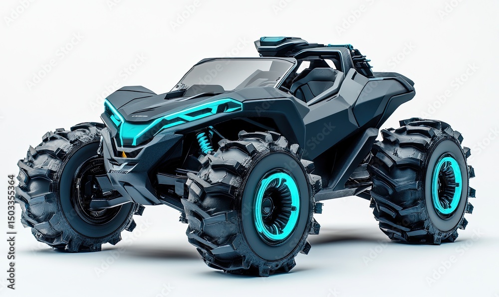 Obraz premium Dark futuristic off-roader with teal accents