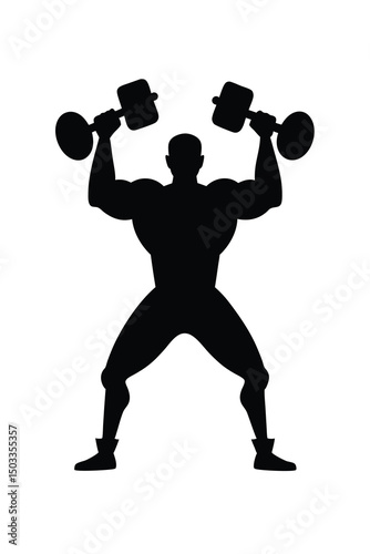 Man Lifting Dumbbells Workout Silhouette