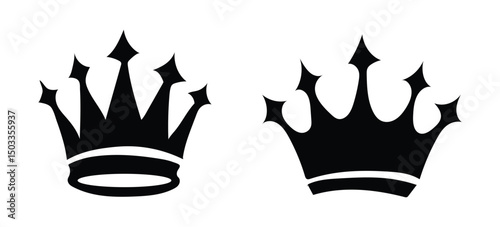 Set Hand drawn crown silhouette