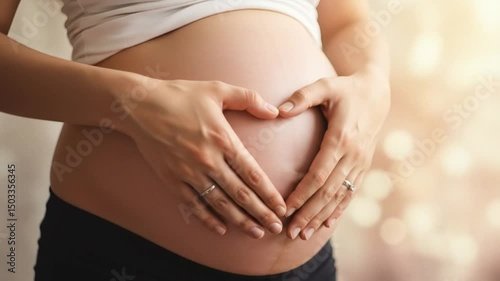 Wallpaper Mural Pregnancy belly heart hands love concept maternity care expecting mother 4k video Torontodigital.ca