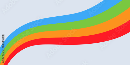 Abstract colorful 70s background vector. Vintage retro wallpaper with rainbow stripes and wavy lines. A 1970 color illustration suitable for posters, banners, decorative items and wall art.