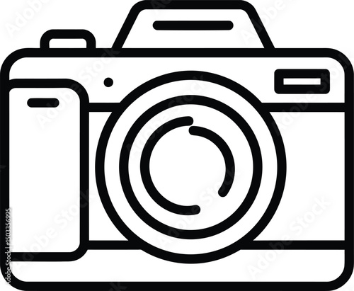Vintage Camera Icon: A meticulously crafted line art icon of a classic camera, a symbol of moments preserved through the art of photography.