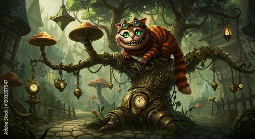 Psychedelic Cheshire Cat Illustration from Wonderland