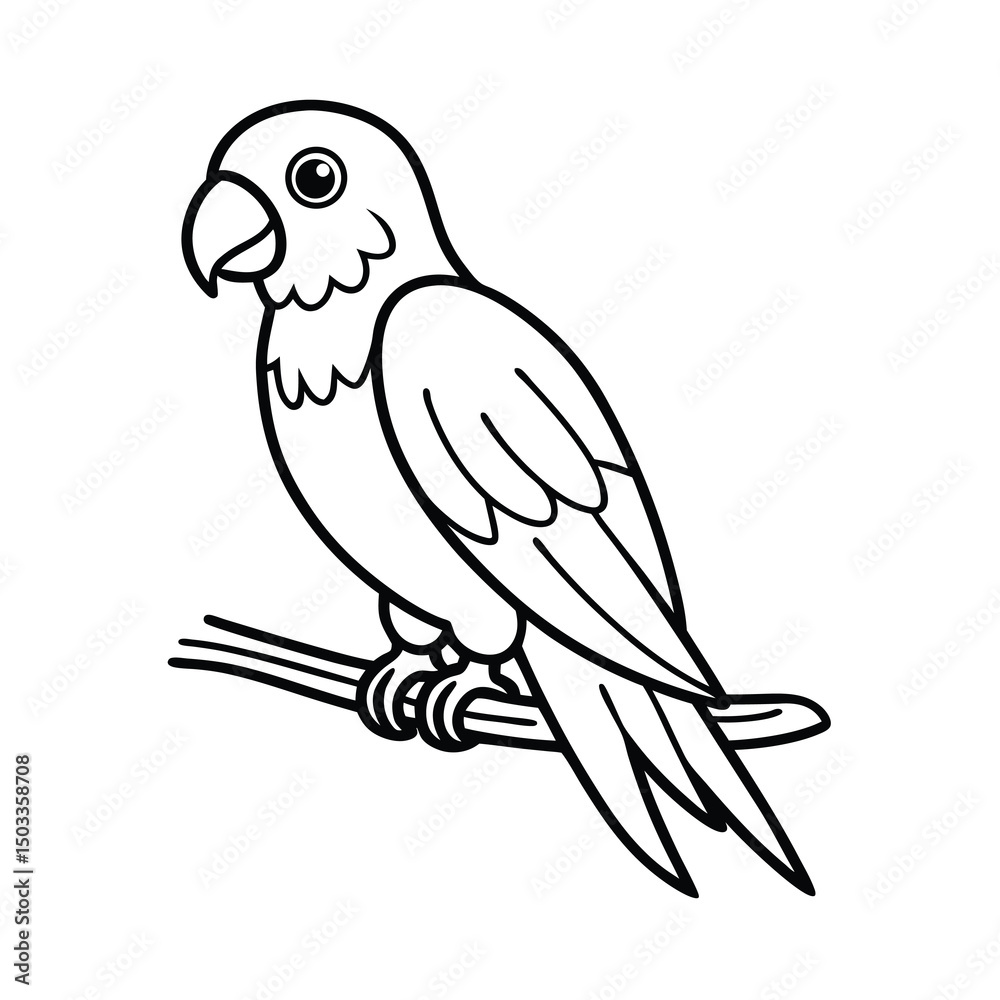parrot on white background cute parrot on branch coloring page parrot on white background cute parrot on branch coloring page