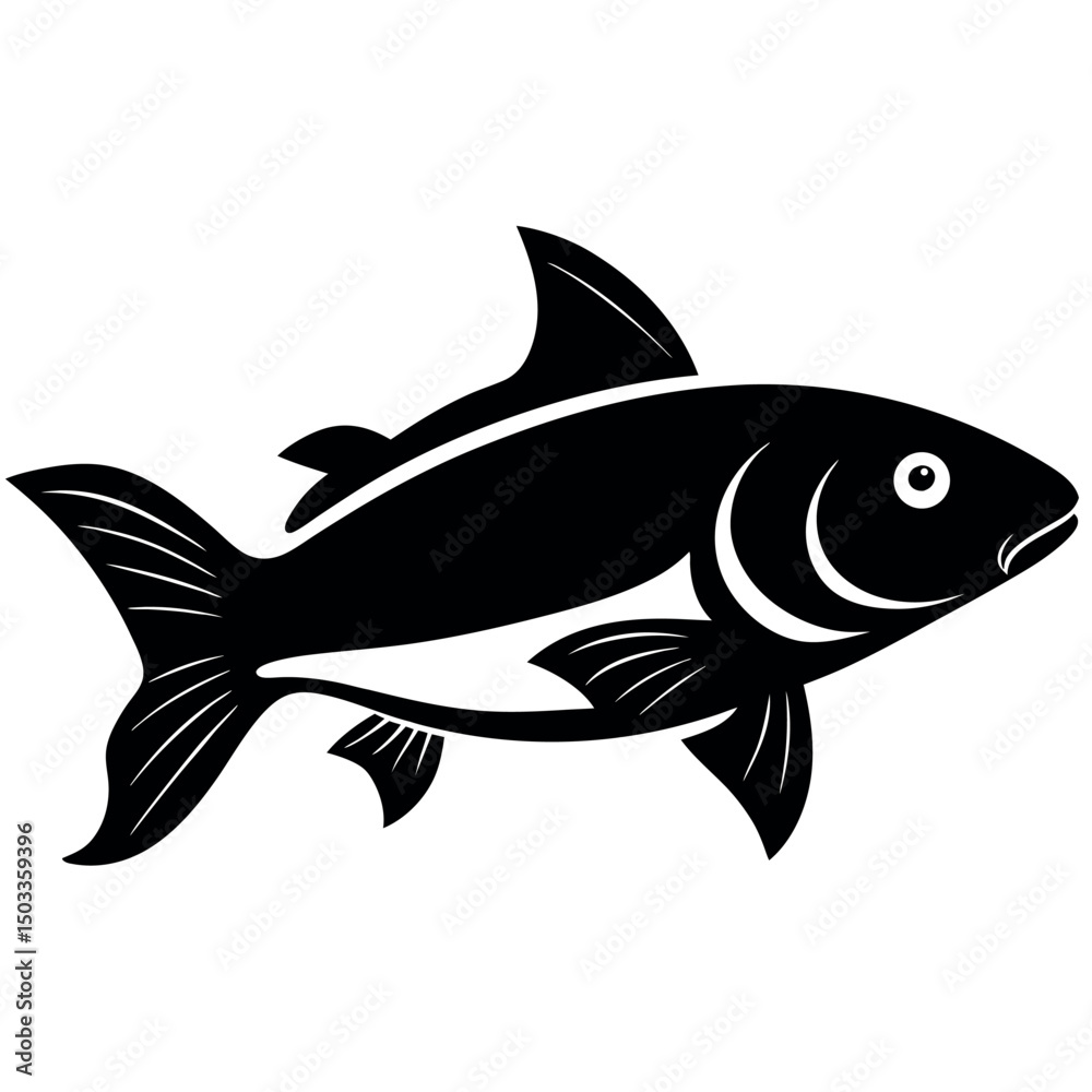 vector illustration of a fish isolated silhouette icon on white background vector illustration of a fish isolated silhouette icon on white background
