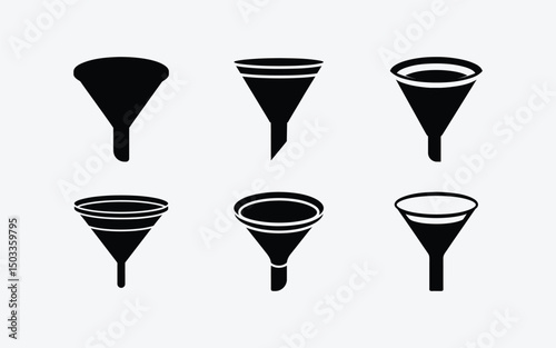 Vector funnel  Icon Set Collection on Clean Background
