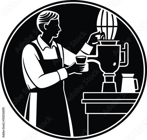  silhouette of barista making coffee 