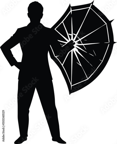  silhouette of man holding broken mirror   