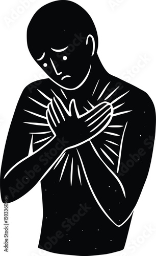  silhouette of person holding chest  panic   