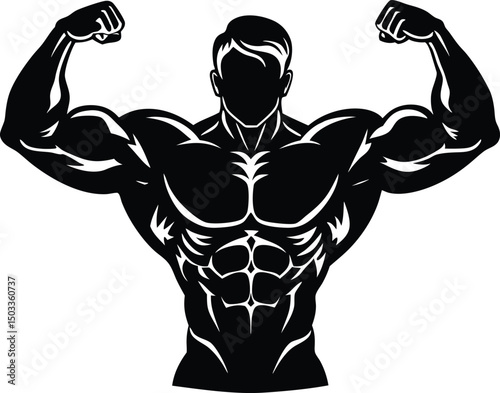Silhouette of Bodybuilder Flexing