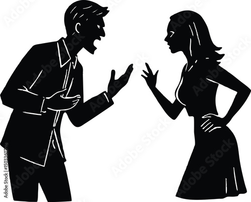 Silhouette of Couple Arguing