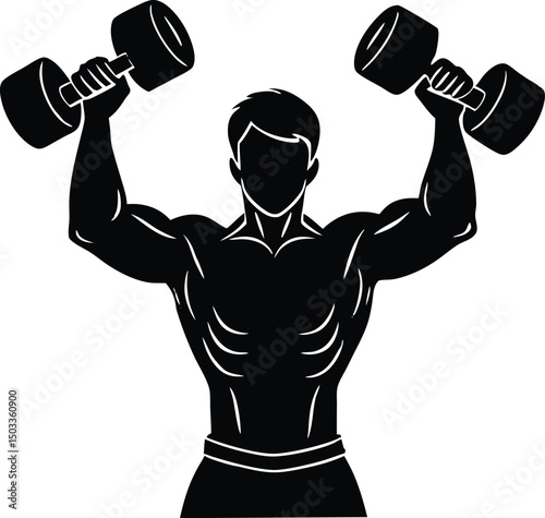 Silhouette of Man Lifting Dumbbells