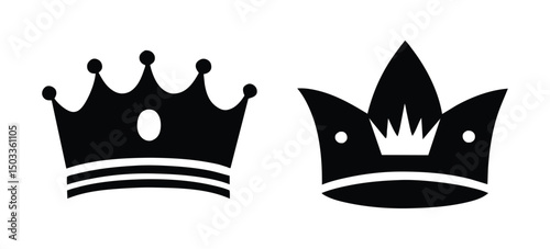 Set Hand drawn crown silhouette