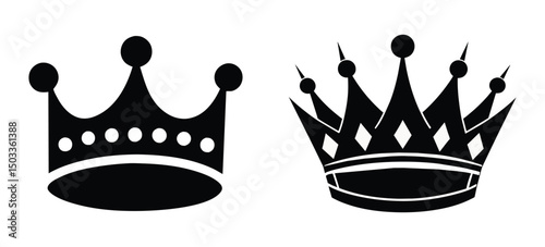 Set Hand drawn crown silhouette