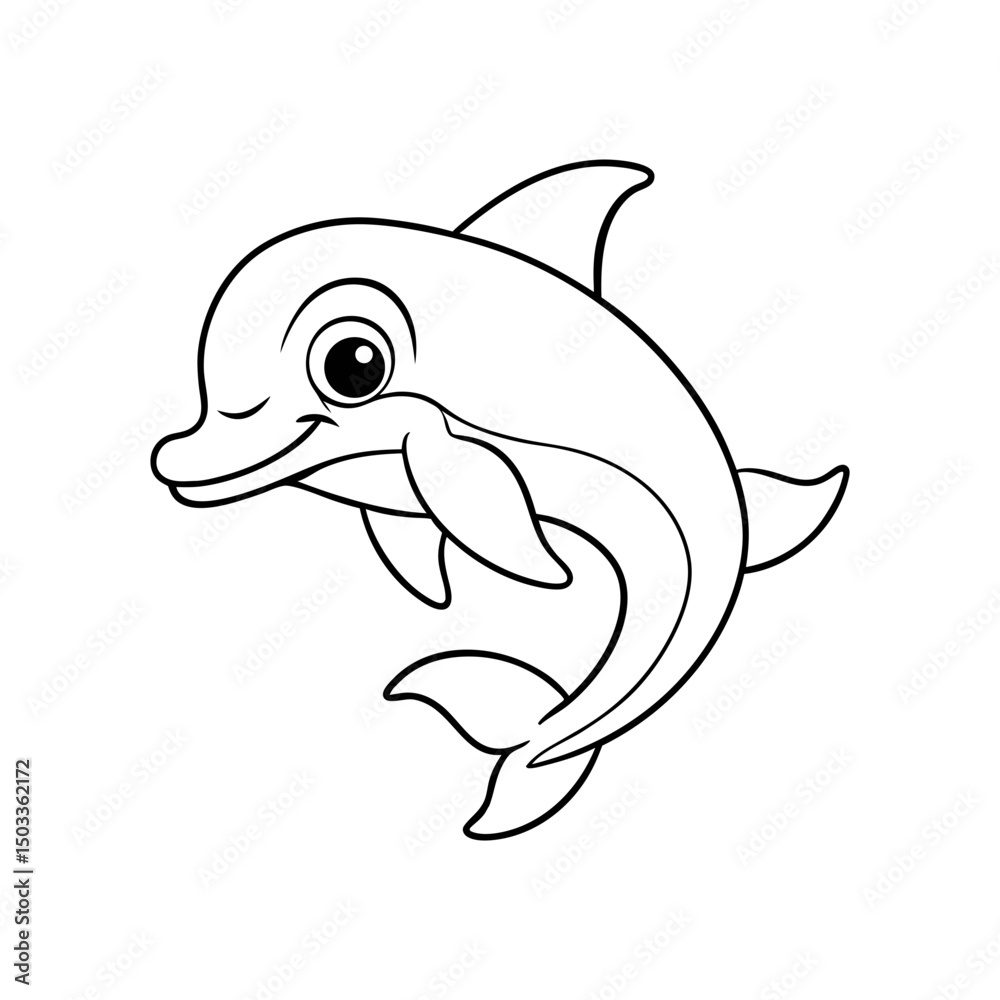 Fototapeta premium Dolphin Doing a Flip Kids Coloring Page Vector