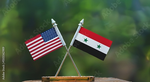 Obraz w ramie USA and Syria: Crossed Flags
