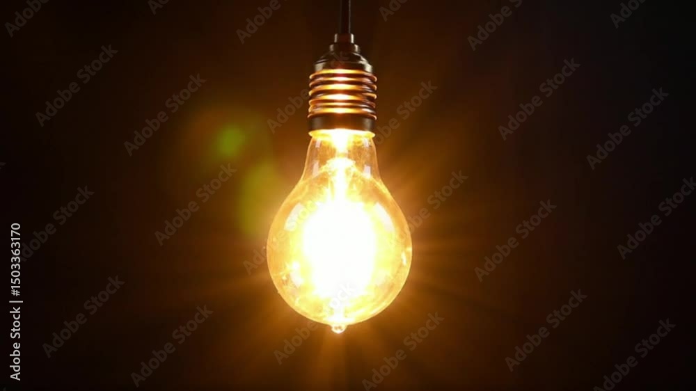 Classic Light Bulb Turning On and Off in Dark Space Close-Up in 4K