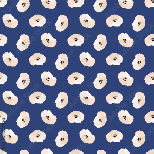 Seamless pattern of hand drawn poppy flowers on isolated background. Design for springtime, mother’s day, scrap booking, nursery decor, home decor, paper crafts, invitation design. 