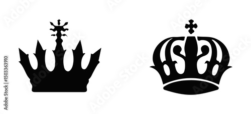 Set Hand drawn crown silhouette