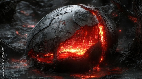 Wallpaper Mural Lava Sphere Crack, Glowing Hot Torontodigital.ca