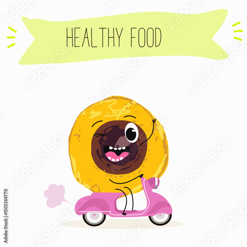 lucuma fruit cute funny cheerful characters with different poses and emotions. Vector hand drawnvector illistration.