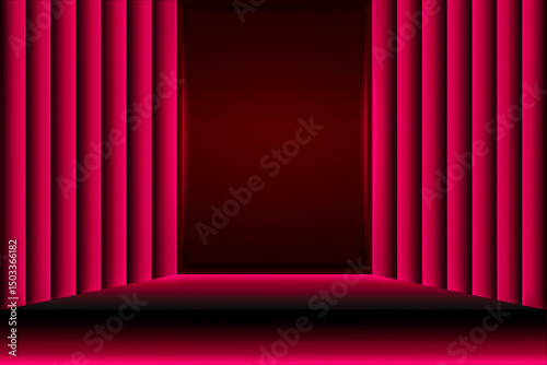 3D red stage curtains background image.