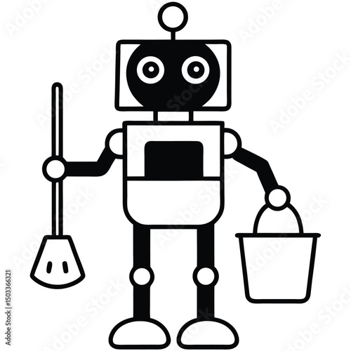 Funny 3D cartoon blue robot character with a blank sign, symbolizing future business technology