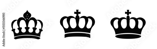 Set Hand drawn crown silhouette