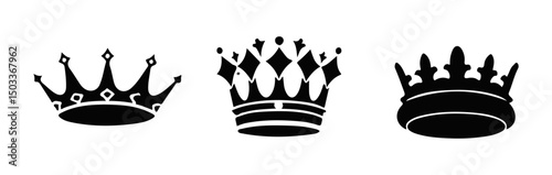Set Hand drawn crown silhouette