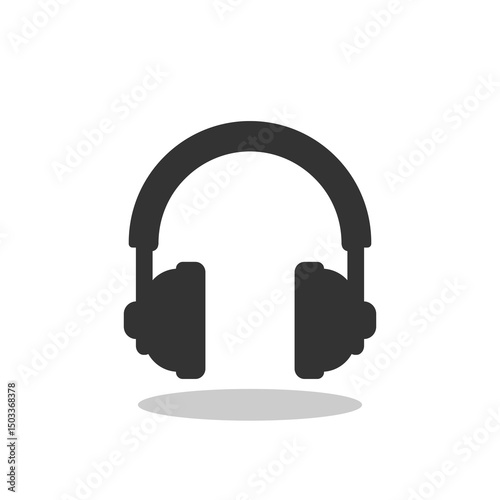 Simple Headphones icon with shadow