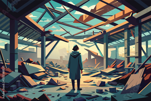 Houses blown away by the wind