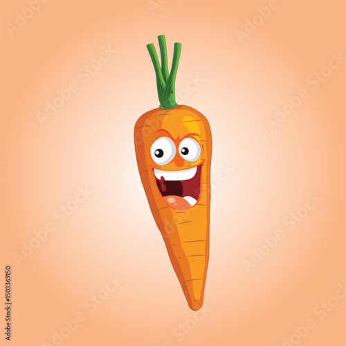A happy cartoon carrot